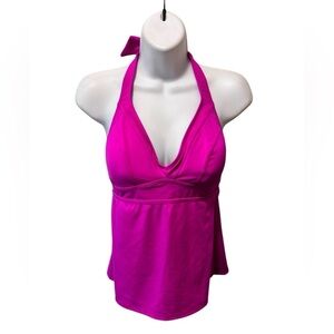 Title Nine Set It Forget It Tankini Top Sz L Raspberry Anemone Halter Style